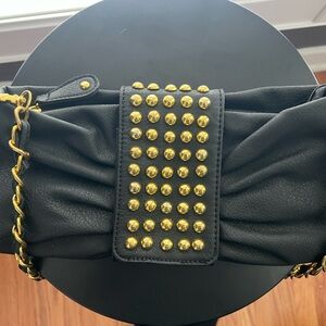 Hananel Black and Gold Studded Women's Bag